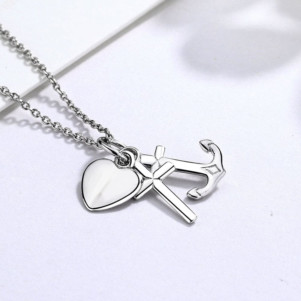 Anchor Heart Cross Necklace