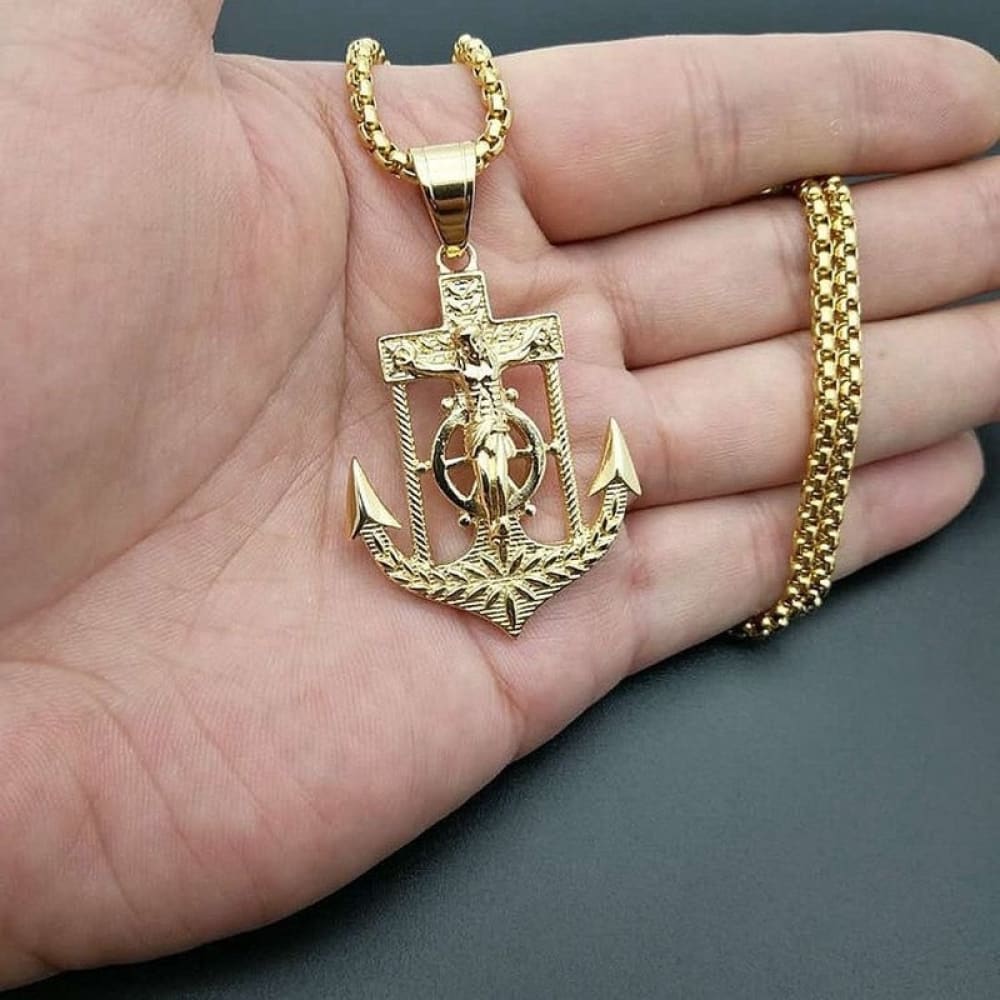 Anchor Jesus Necklace