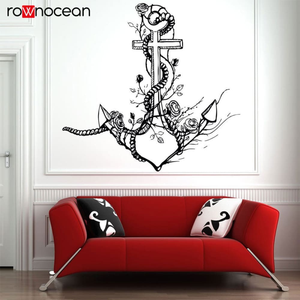 Anchor Rope Rose Flower Wall Sticker