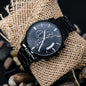 Personalized Black Chronograph Watch with Custom Engraving - Madeinsea©