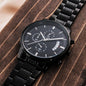 Personalized Black Chronograph Watch with Custom Engraving - Madeinsea©