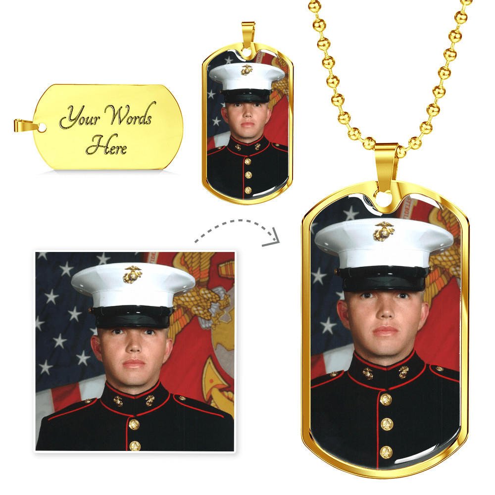 Personalized Necklace Tag by MadeInSea with Military Chain (optional)