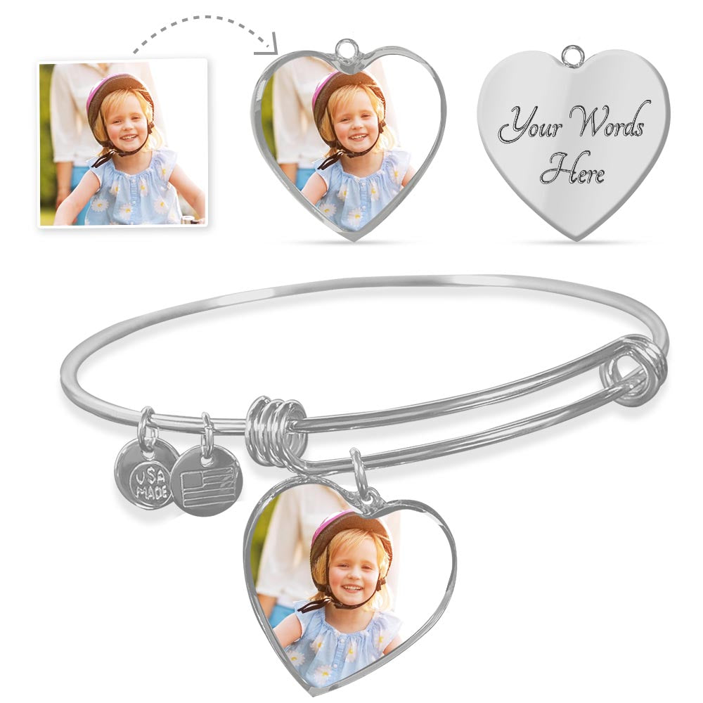 Personalized Adjustable Heart Bracelet with Custom Photo - Madeinsea©