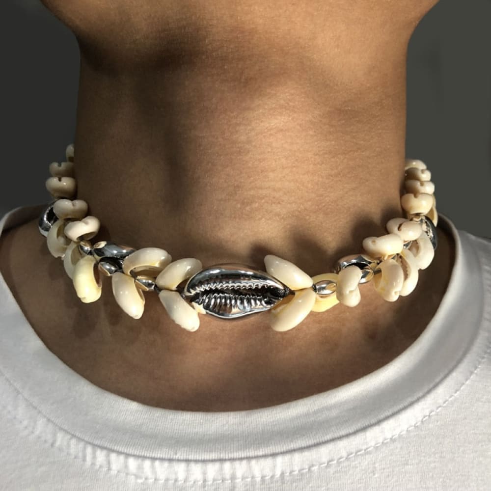Choker Mens Seashell Necklace Mens Minimalist Seashell Choker