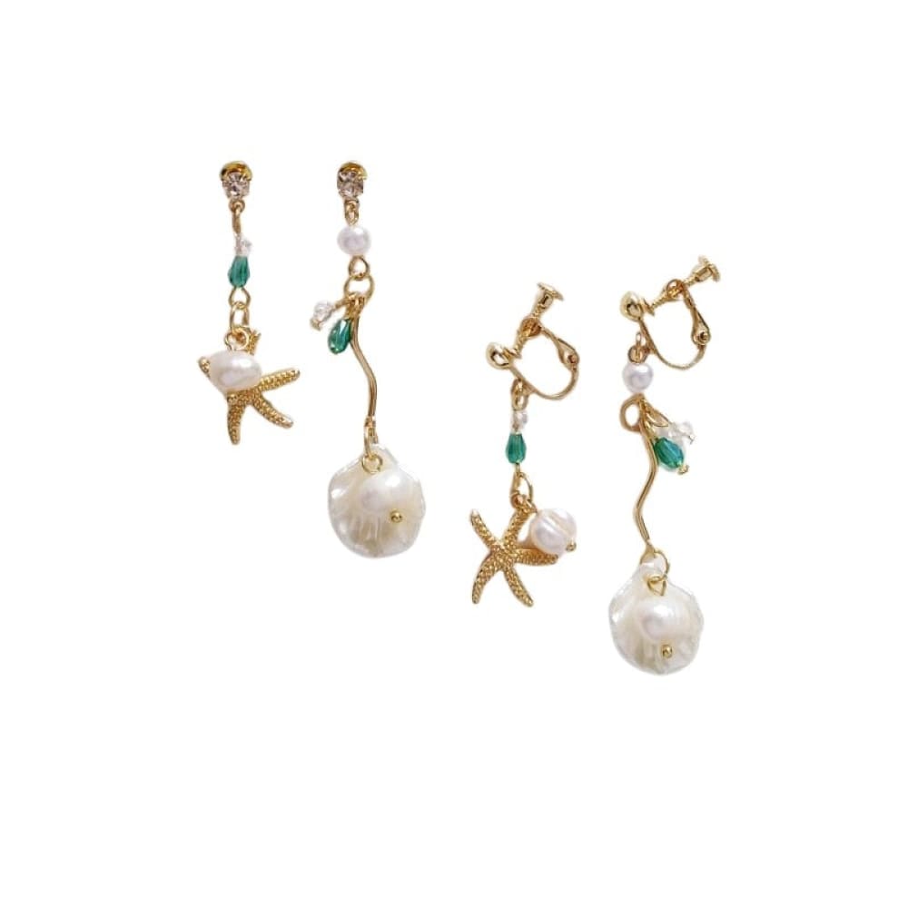 Beach Pearl Starfish Earrings