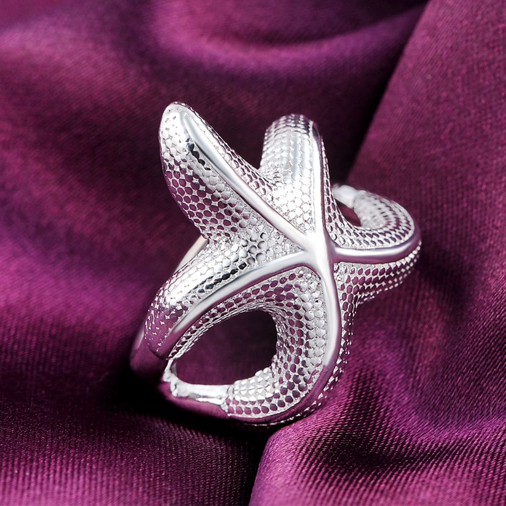 Big Silver Starfish Ring