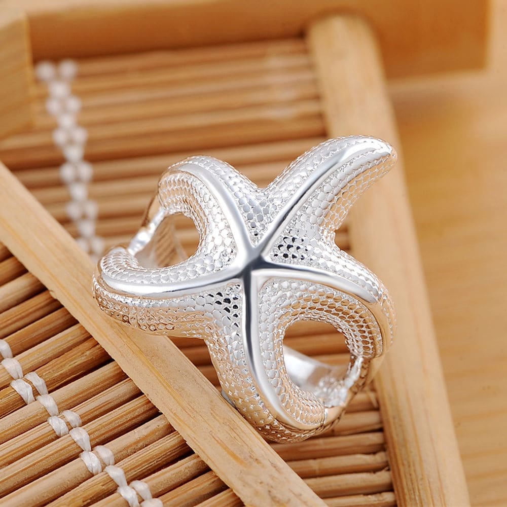 Big Silver Starfish Ring