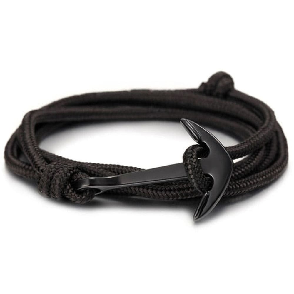 Black Anchor Bracelet - Black