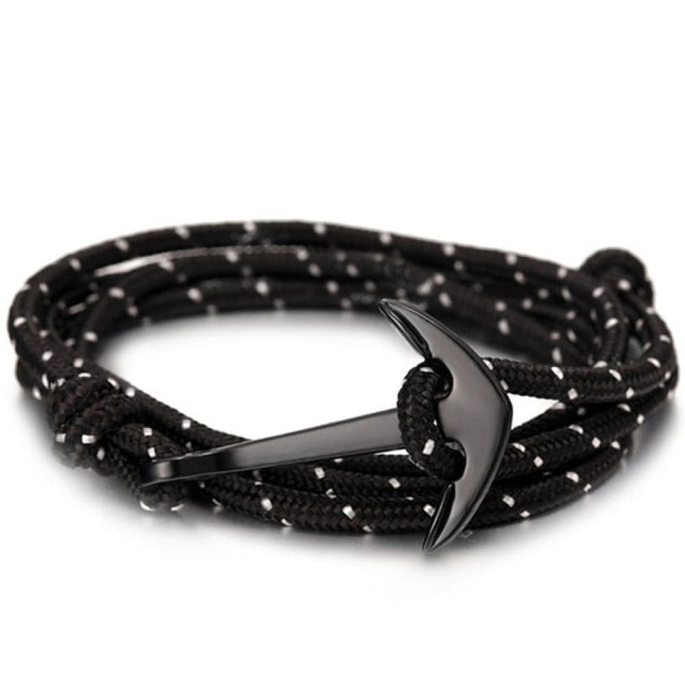 Black Anchor Bracelet - Black & White