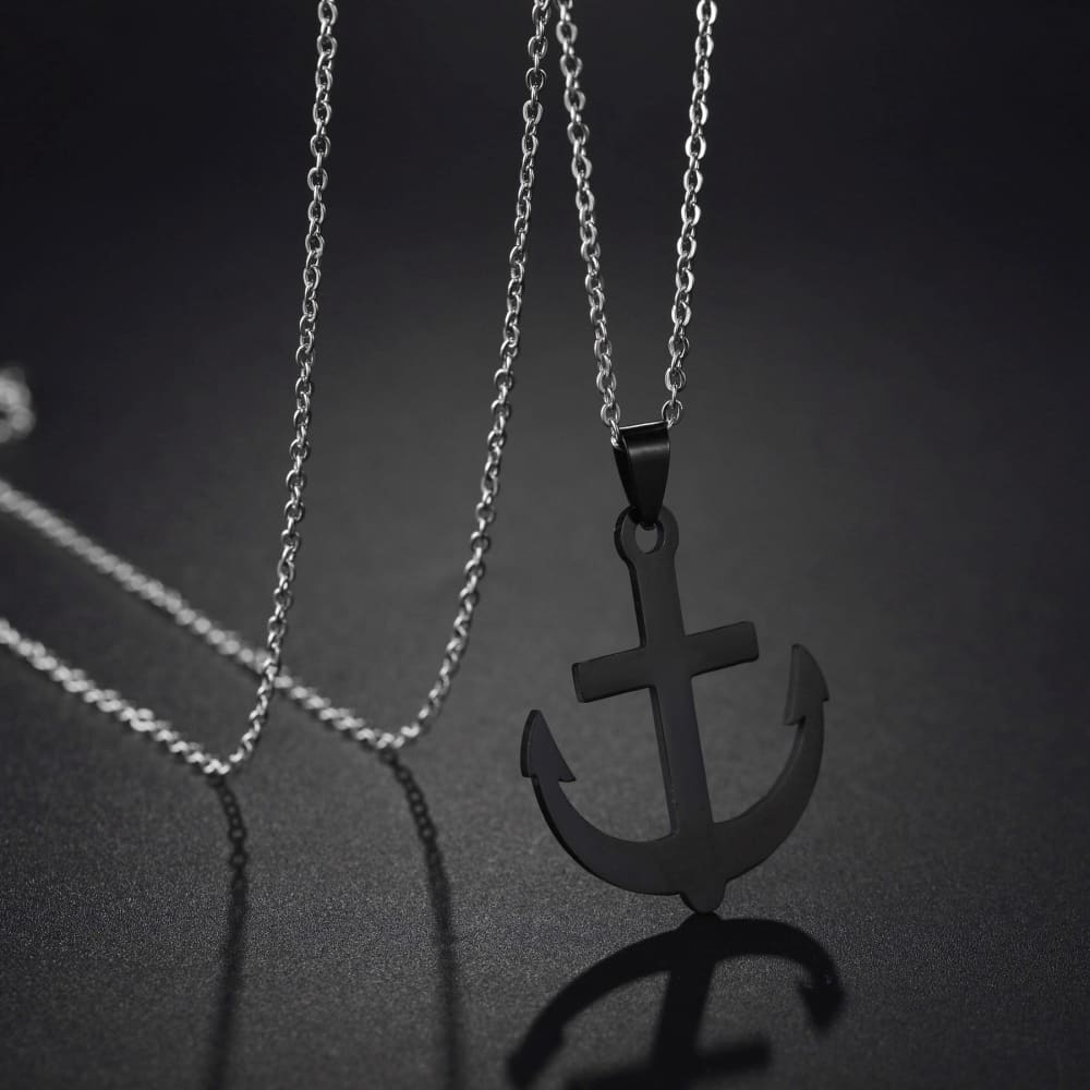 Black Anchor Necklace