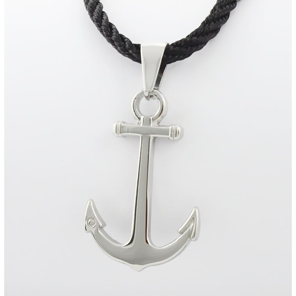 Black Anchor Necklace - Silver
