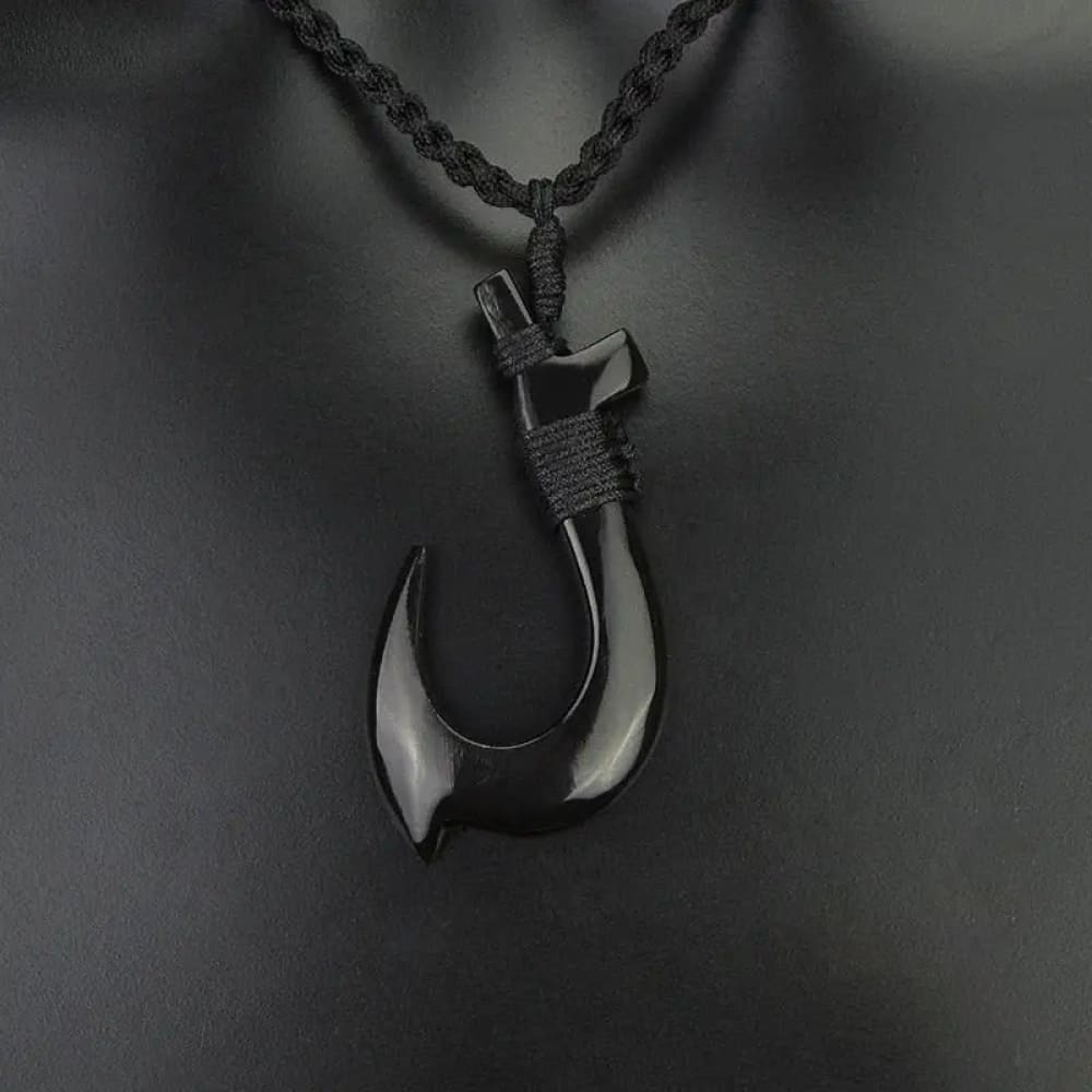 Black Fish Hook Necklace