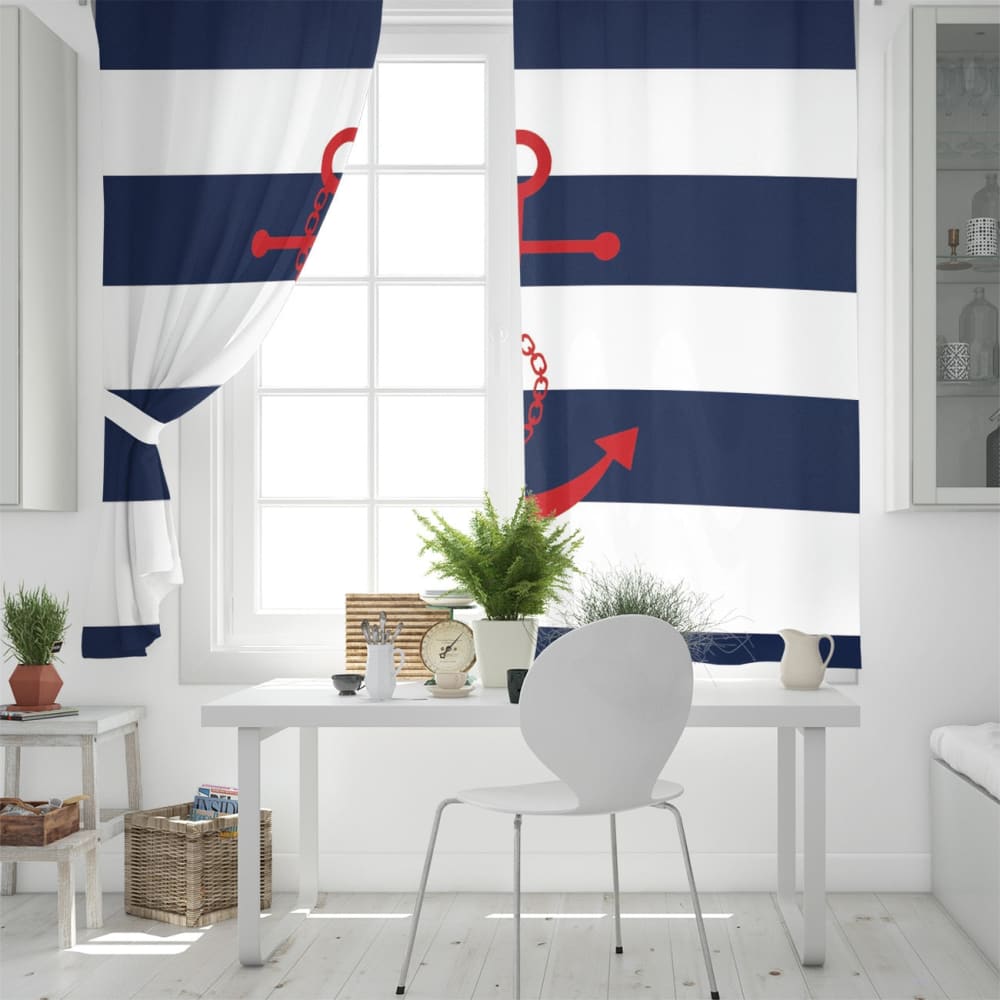 Blue and White Nautical Curtain