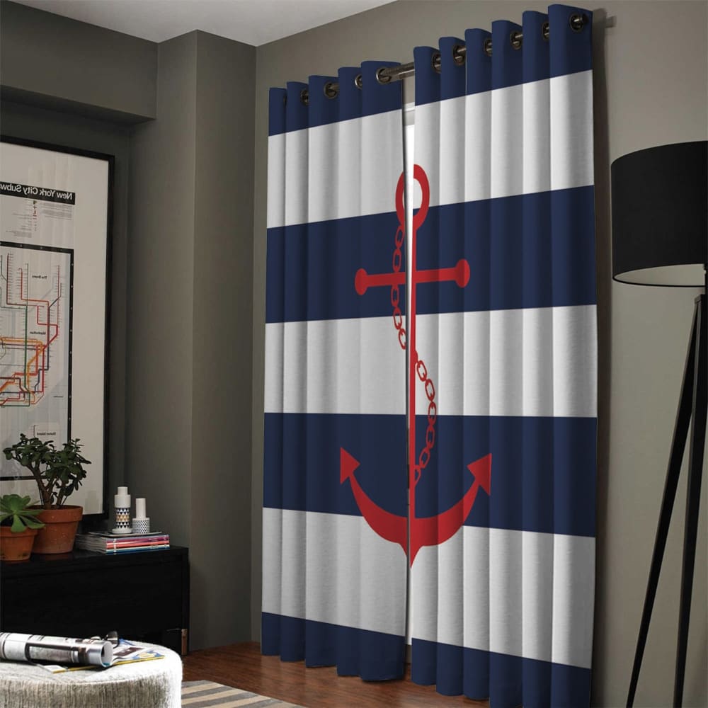 Blue and White Nautical Curtain