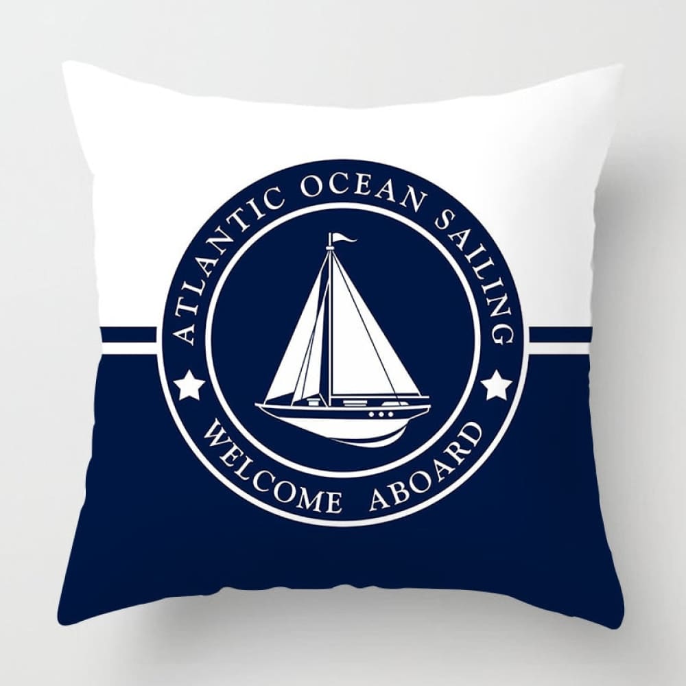 Blue and White Nautical Pillow