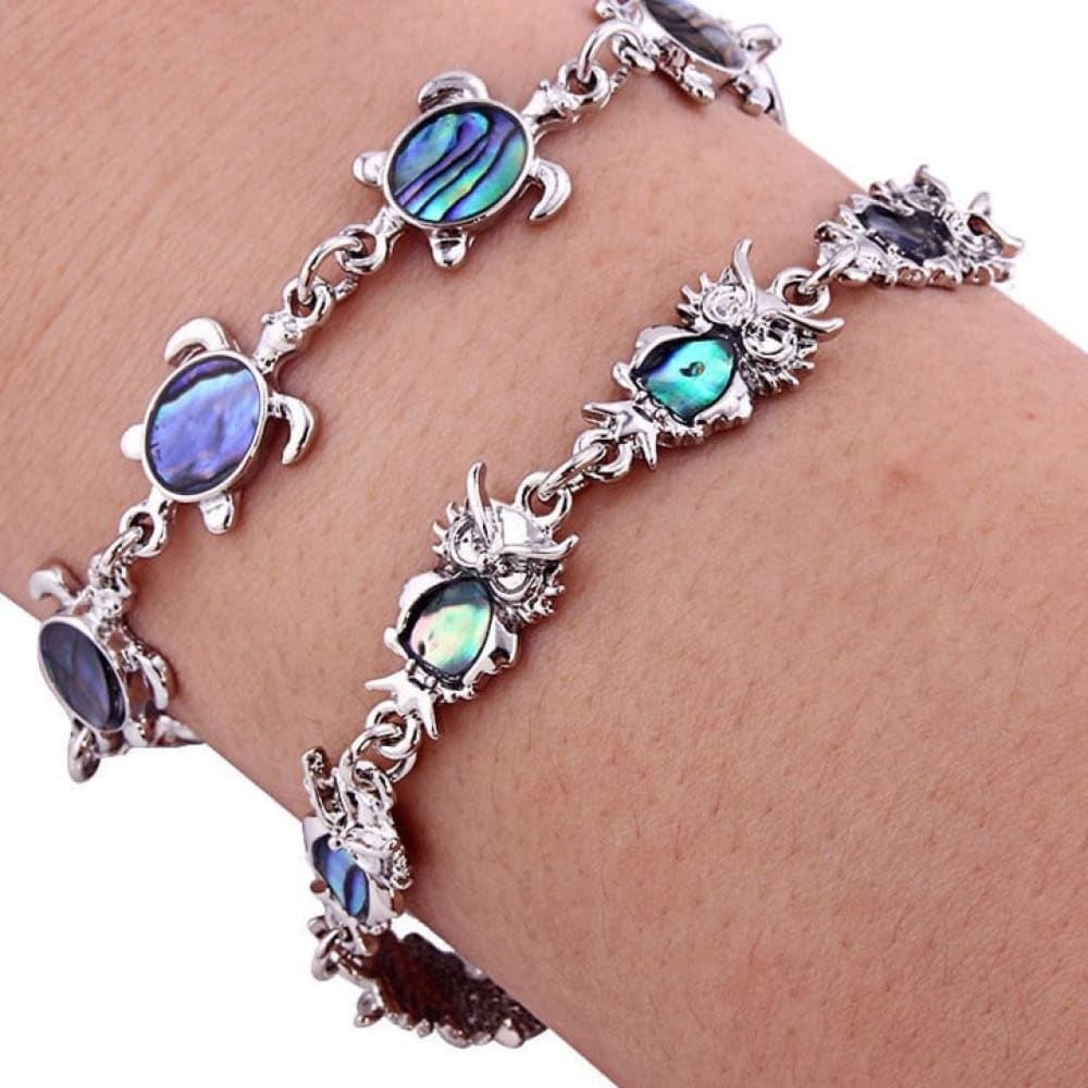 Blue Rhinestone Sea Turtle Bracelet
