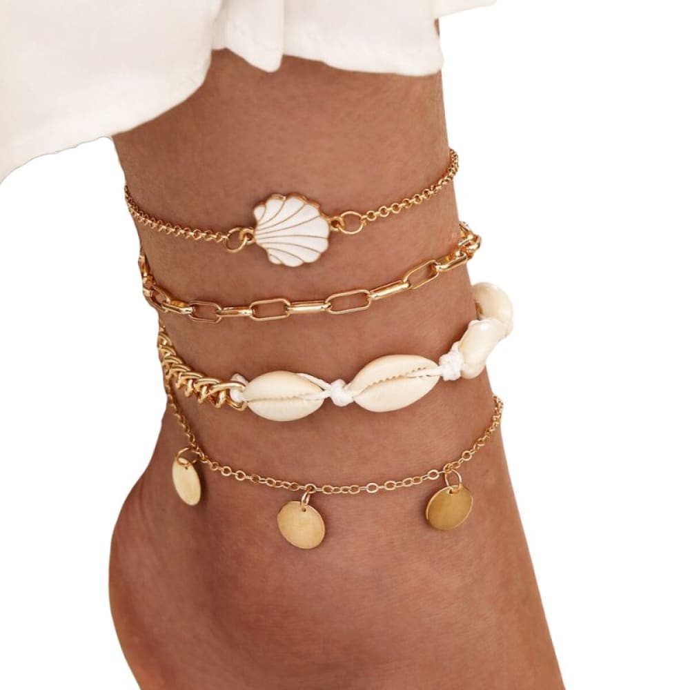 Bohemian Ankle Shell Bracelet Set