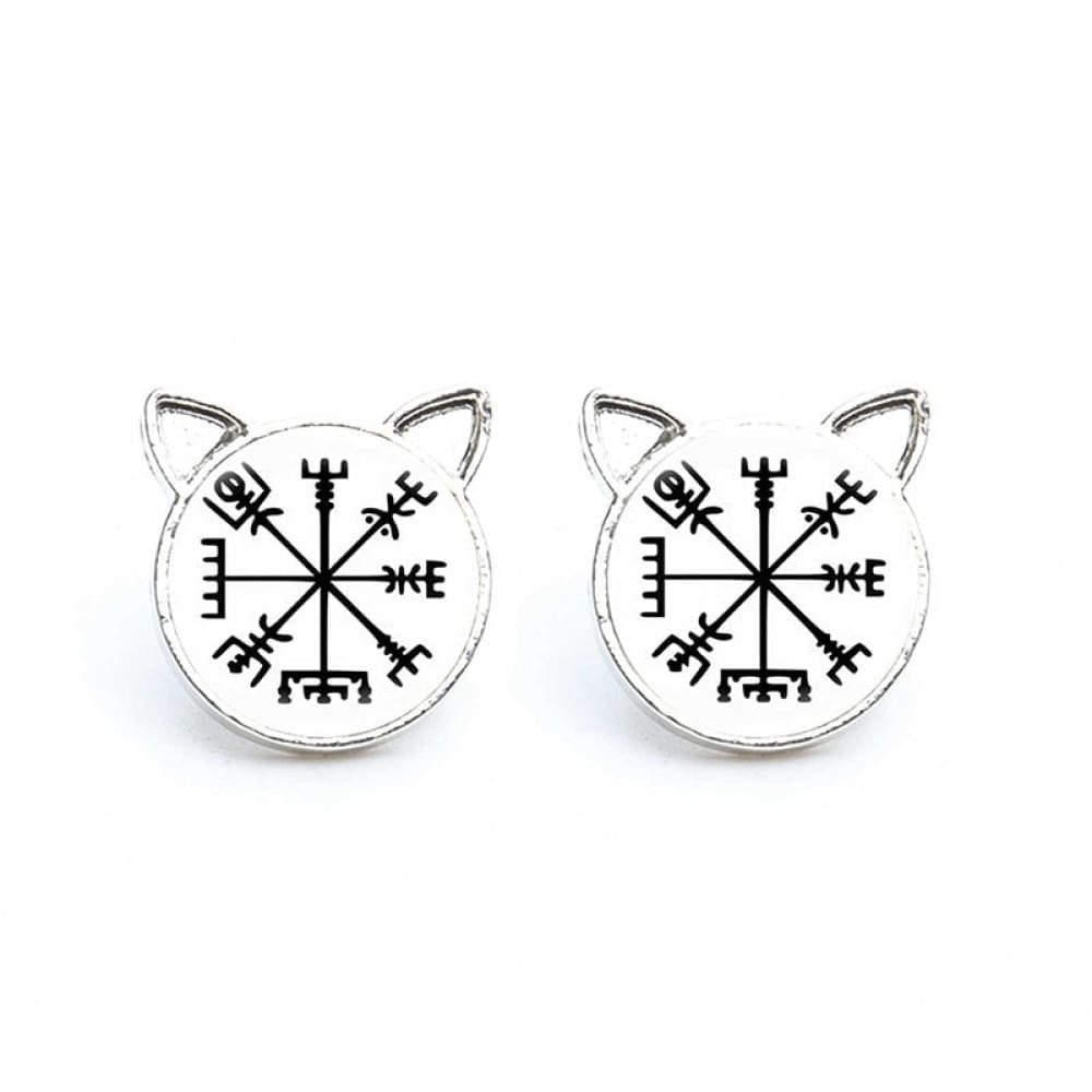 Cat Viking Compass Earrings