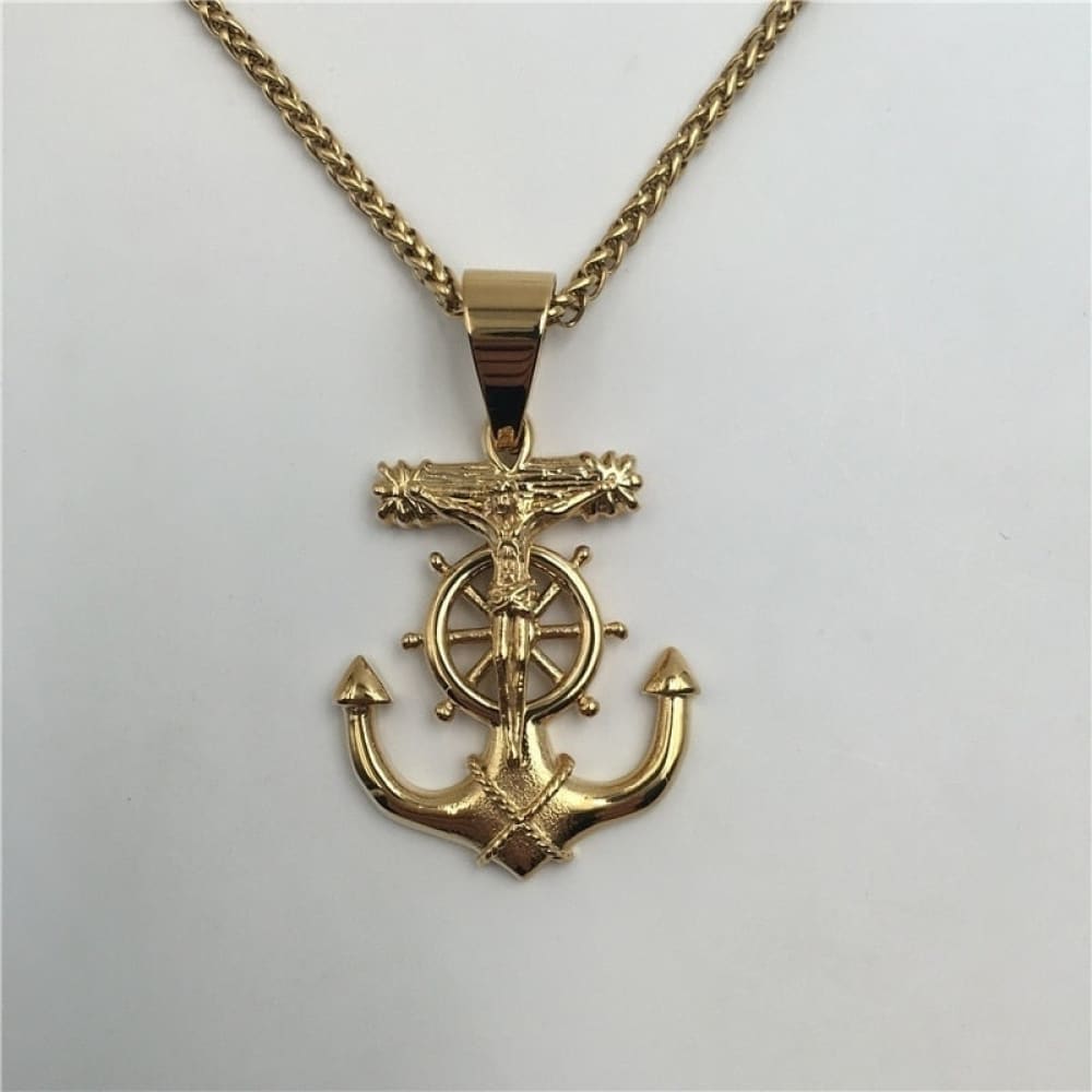 Christian Anchor Necklace - Gold