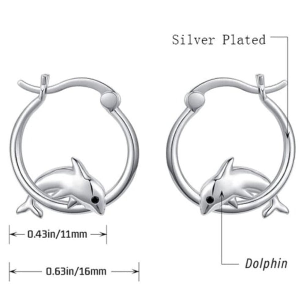 Circle Dolphin Stud Earrings