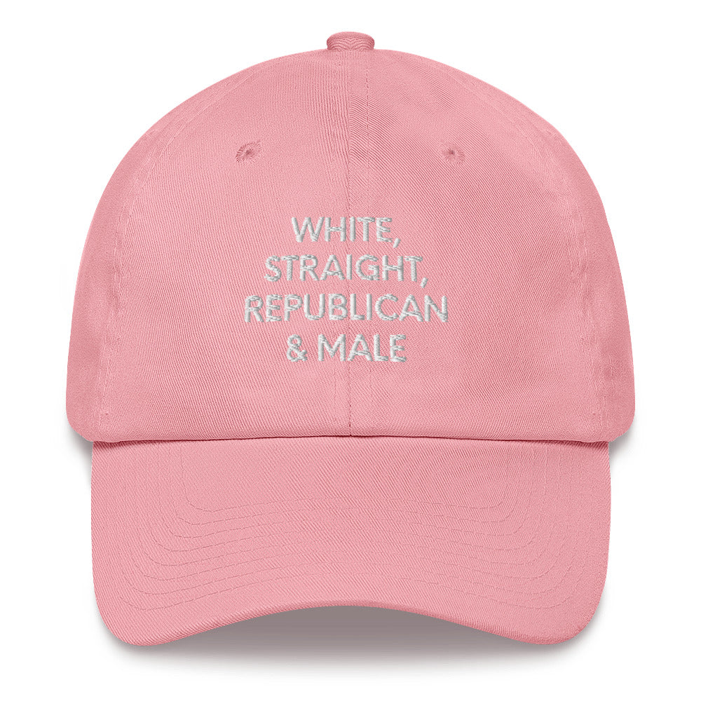 White, Straight, Republican & Male Men Hat, Patriotic Cap for Men, Funny Patriotic Hat, Sarcastic Patriotic Hat, Funny Dad hat