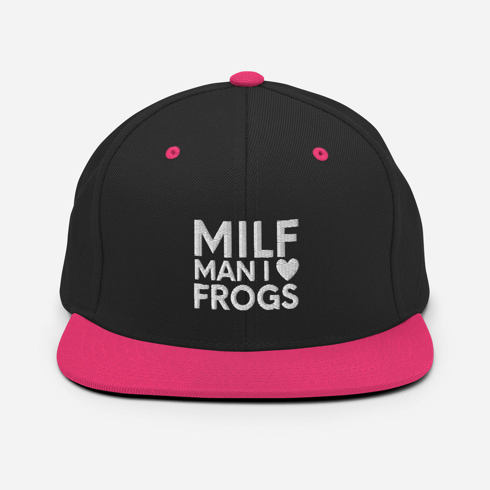 MILF Snapback Hat, Man I Love Frogs Hat, Funny Saying Frog, Funny Animal Hat, Funny Frog Hat, I Love Frogs Hat, MILF cap, Frogs cap, Funny - Madeinsea©