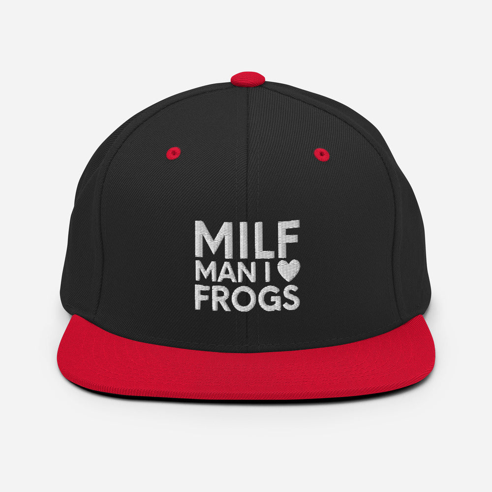 MILF Snapback Hat, Man I Love Frogs Hat, Funny Saying Frog, Funny Animal Hat, Funny Frog Hat, I Love Frogs Hat, MILF cap, Frogs cap, Funny - Madeinsea©