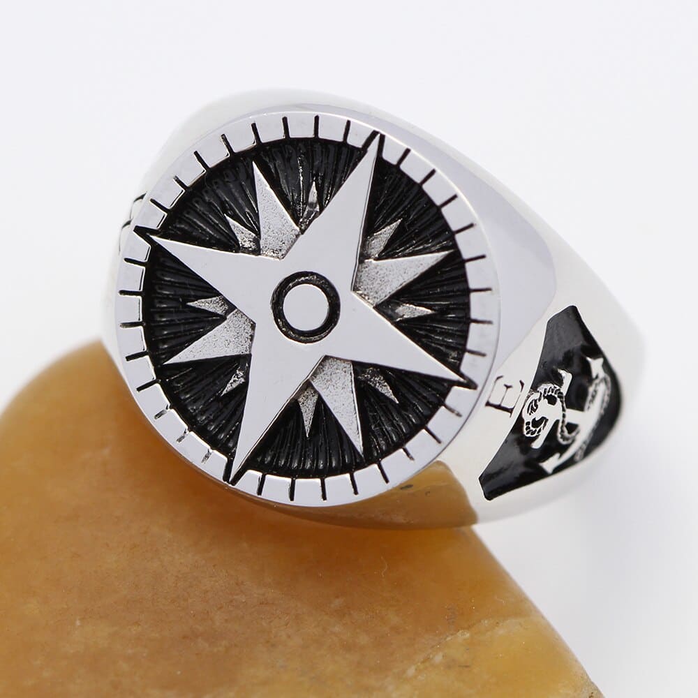 Compass Anchor Ring (Silver)