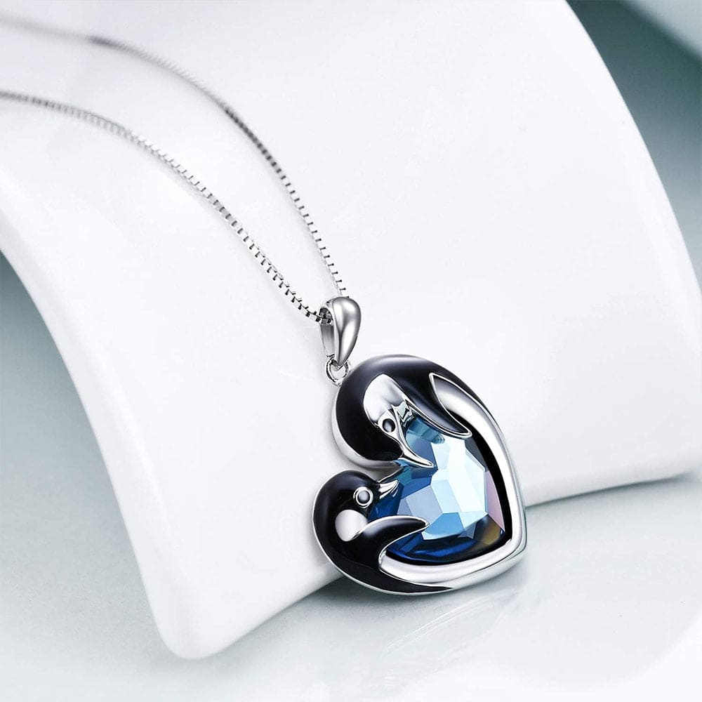 Crystal Heart Penguin Necklace