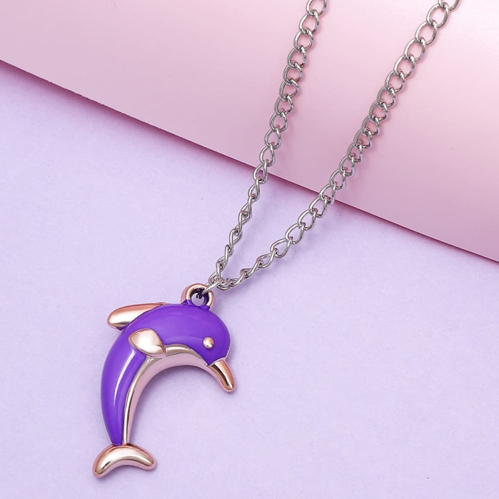 Cute Enamel Dolphin Necklace