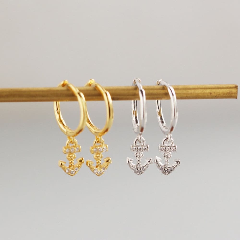 Diamond Anchor Earrings
