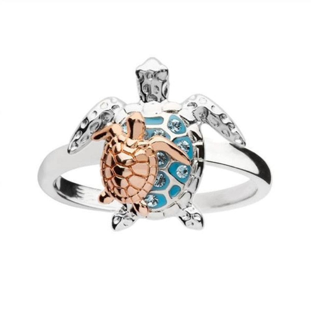 Diamond Blue Sea Turtle Ring