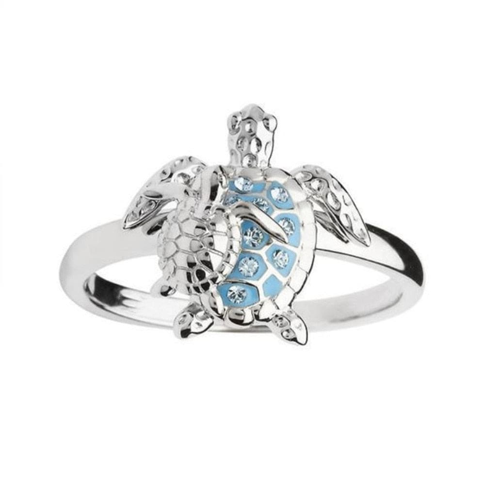 Diamond Blue Sea Turtle Ring