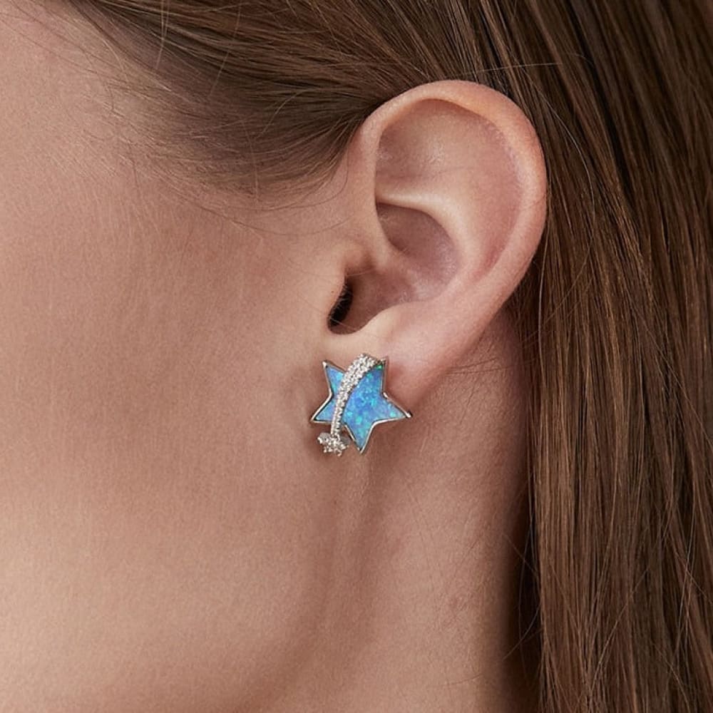 Diamond Blue Starfish Earrings
