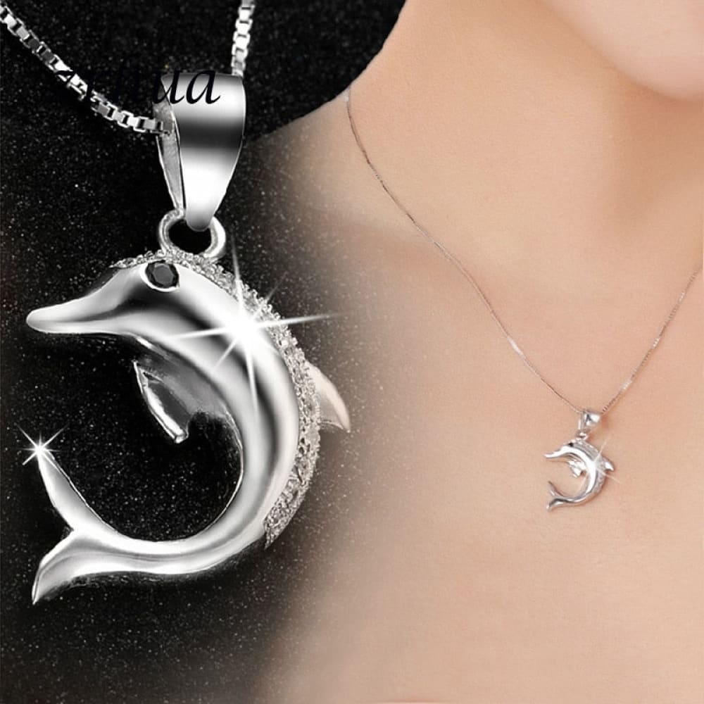 Diamond Dolphin Necklace Pendant