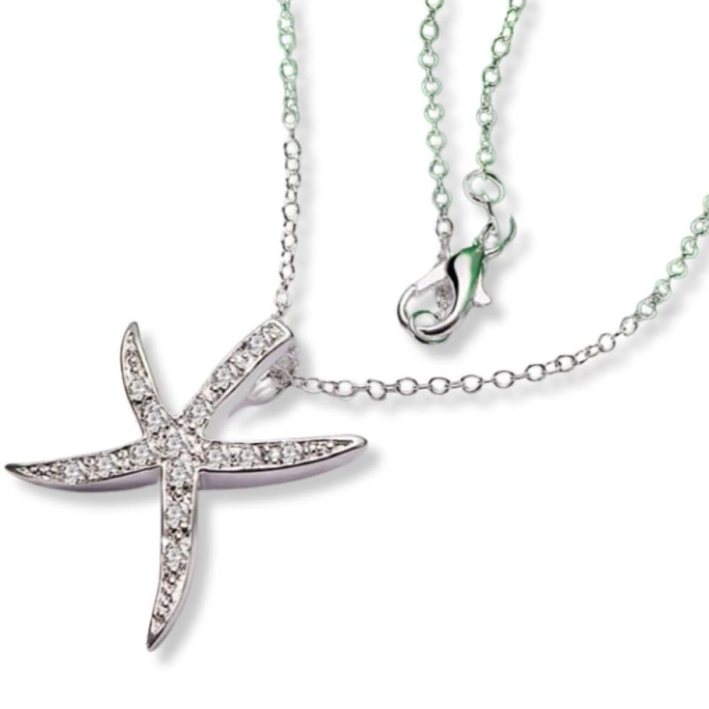 Diamond Silver Starfish Necklace