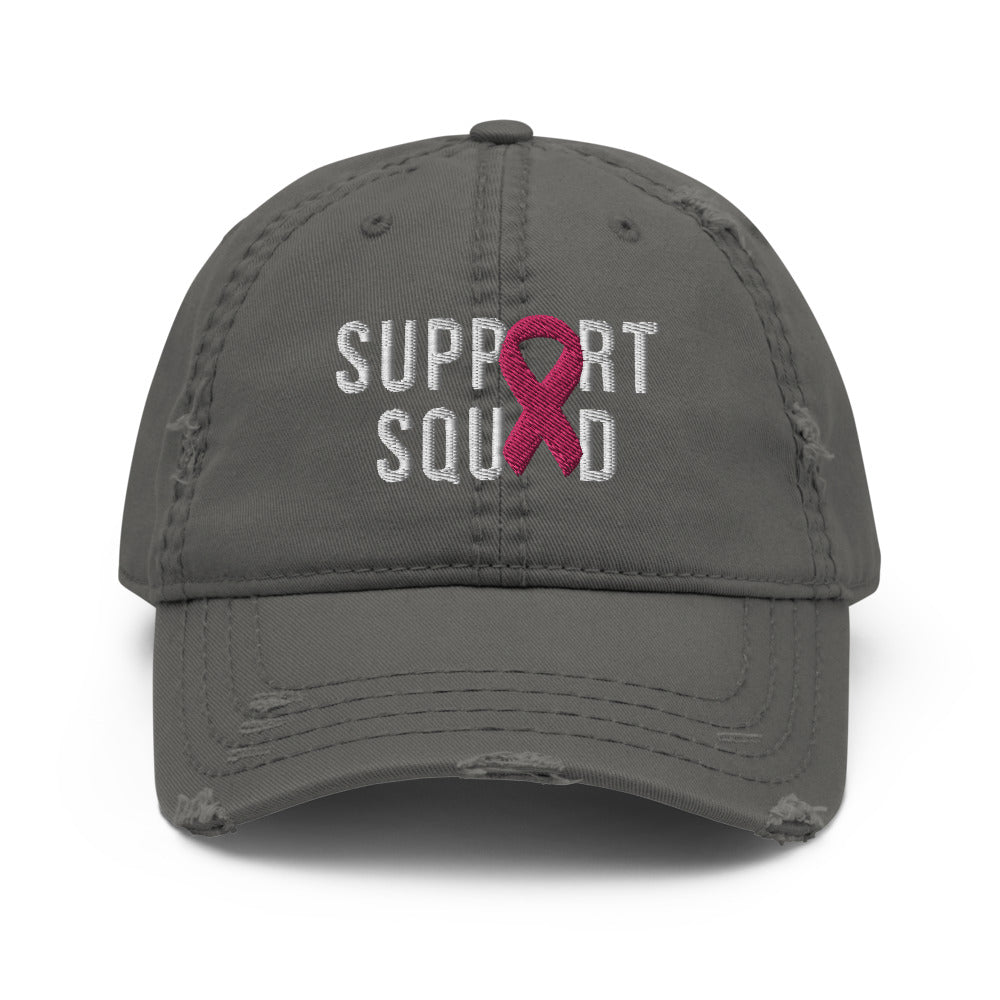 Breast Cancer Warrior Support Squad Breast Cancer Awareness Distressed Dad Hat - Madeinsea©