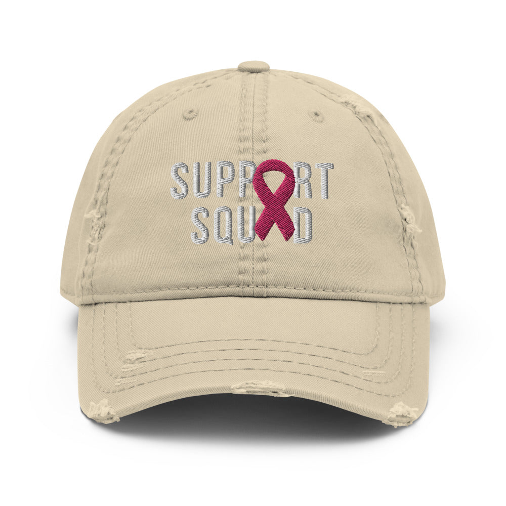 Breast Cancer Warrior Support Squad Breast Cancer Awareness Distressed Dad Hat - Madeinsea©