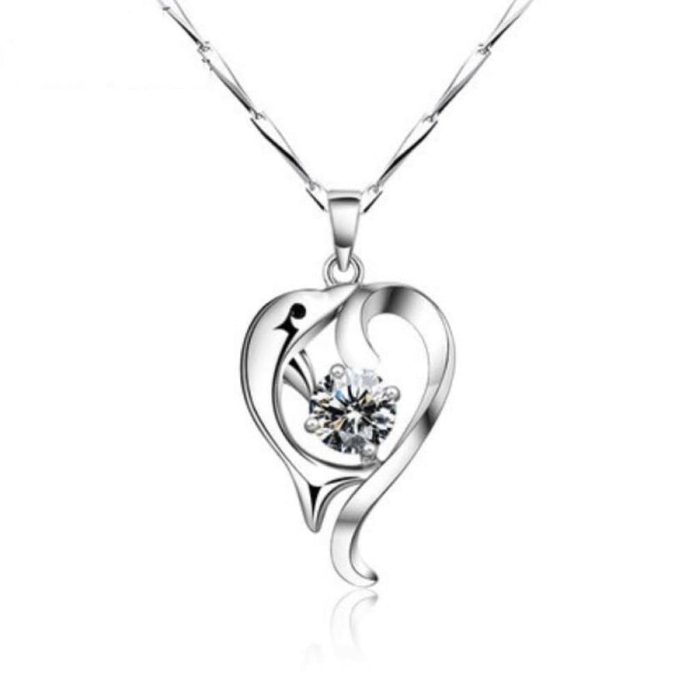Dolphin Heart Silver Necklace