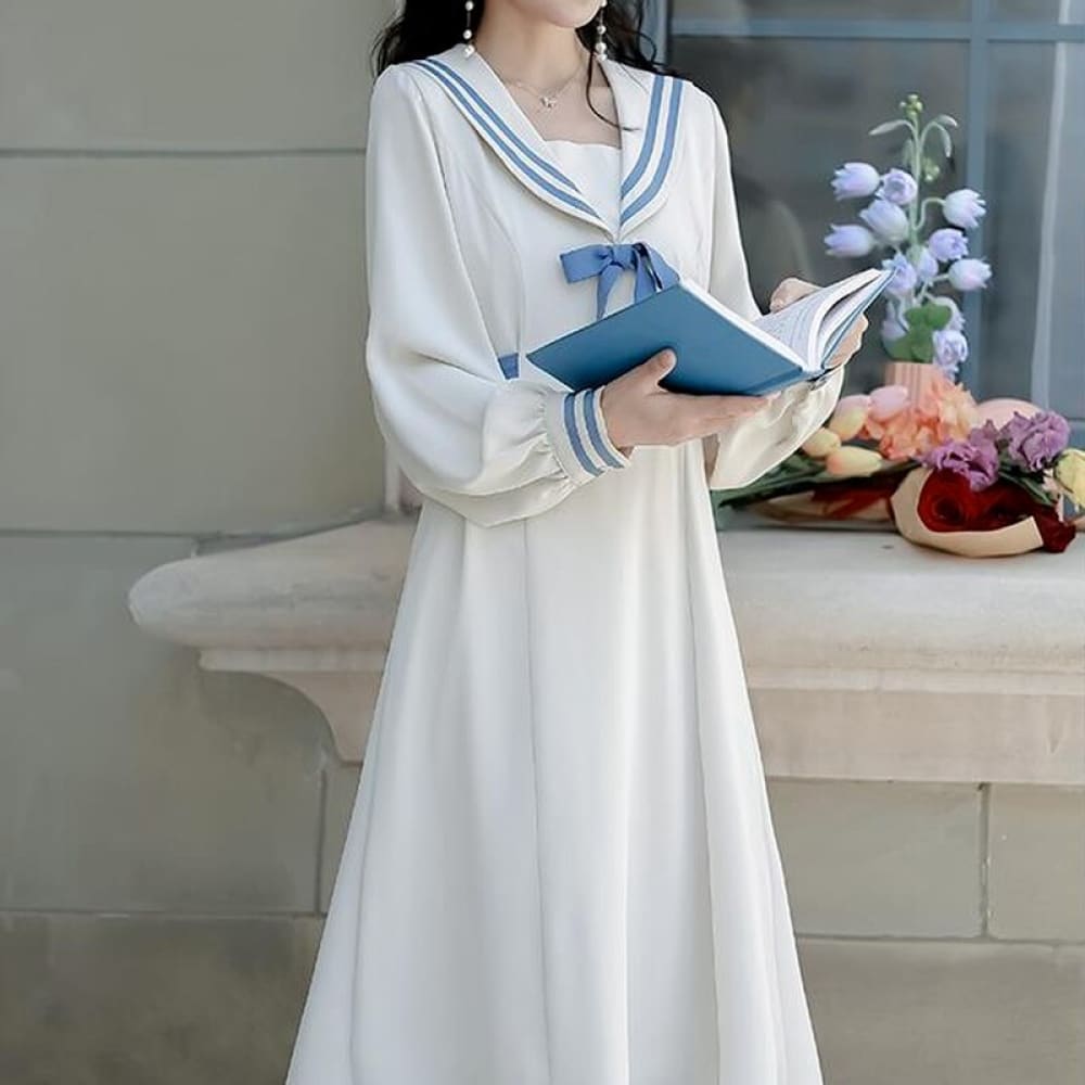 Madeinsea - Elegant White Sailor Dress Madeinsea - Elegant White Sailor Dress