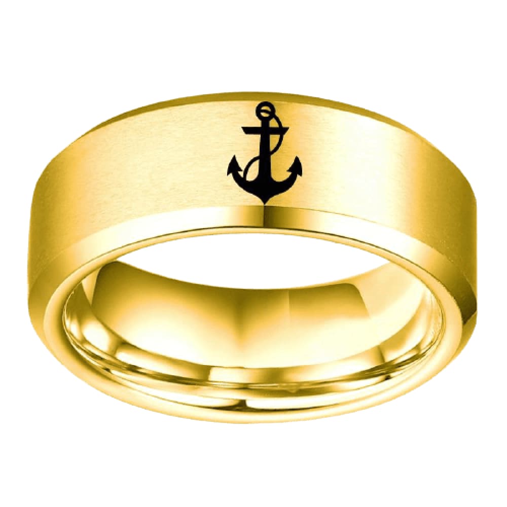 Engraved Anchor Ring - 6 / gold