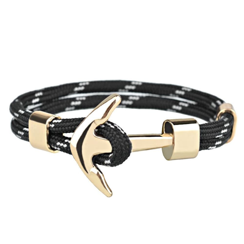 Gold Anchor Bracelet - Black & White