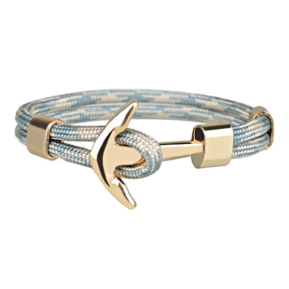 Gold Anchor Bracelet - Grey