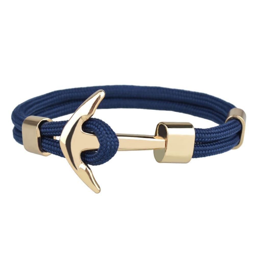 Gold Anchor Bracelet - Navy