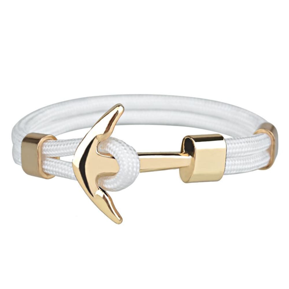 Gold Anchor Bracelet - White