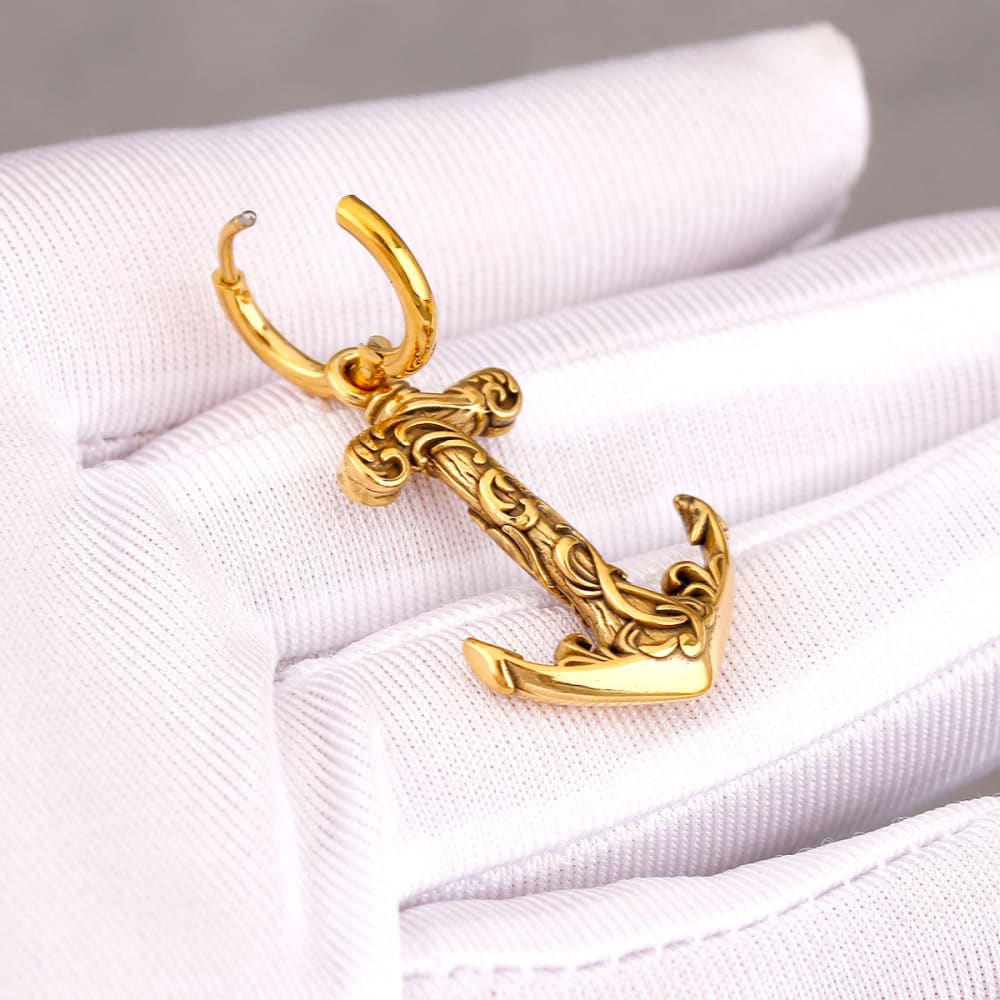 Gold Anchor Earrings