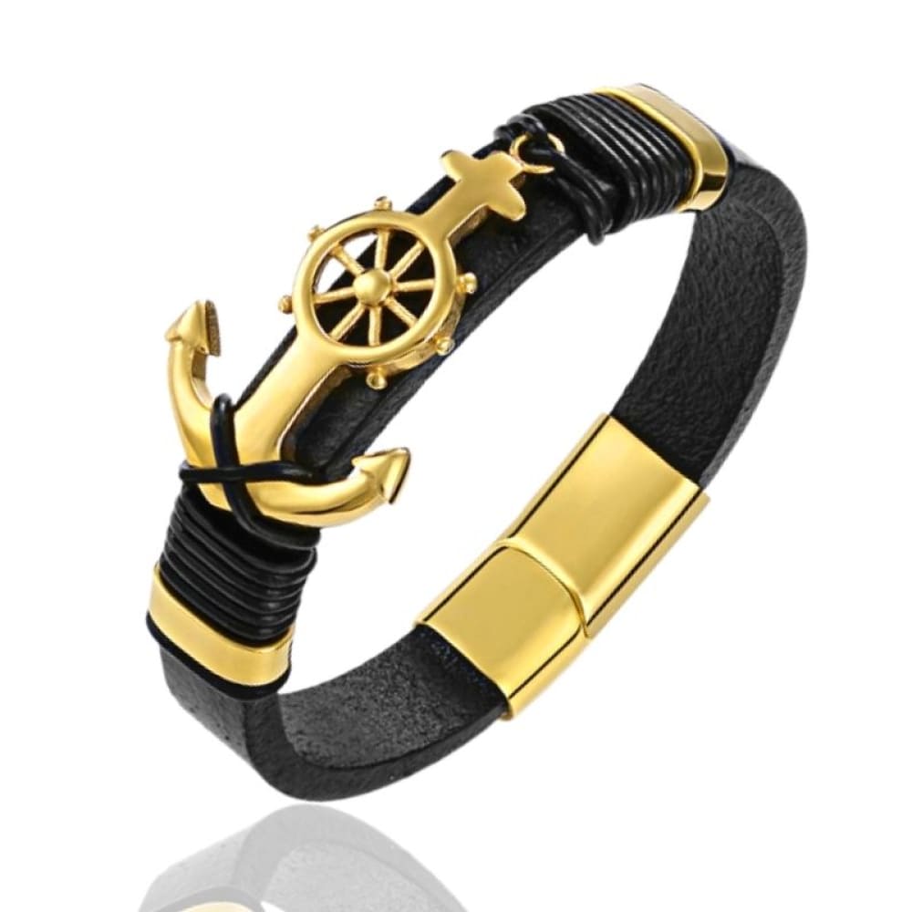 gold-anchor-leather-bracelet
