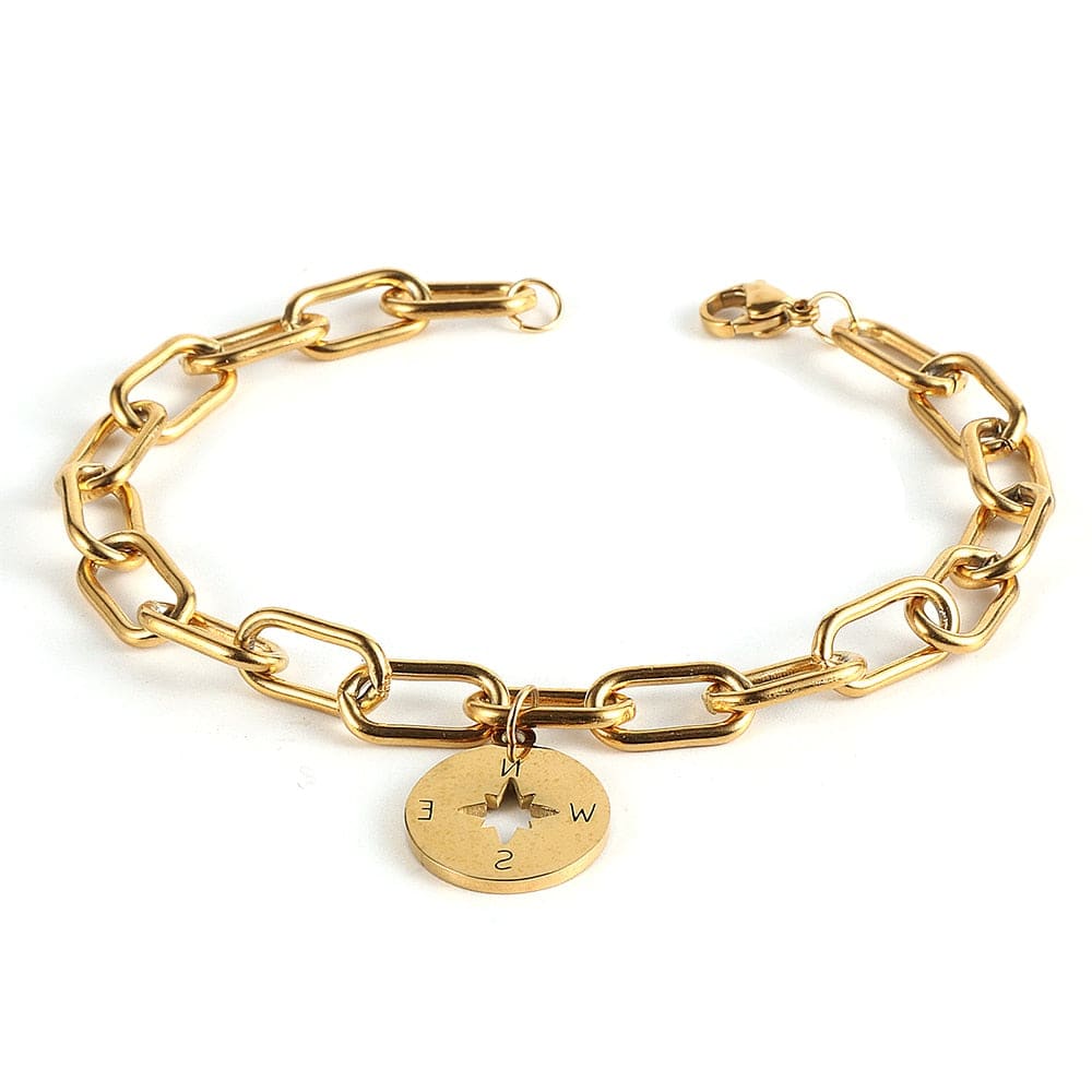 Gold Chain Compass Bracelet