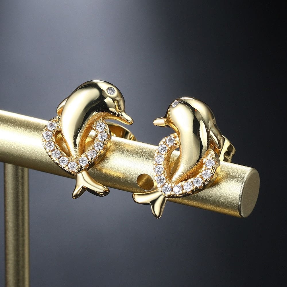 Gold Dolphin Earrings