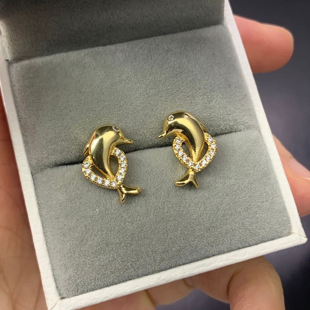 Gold Dolphin Earrings